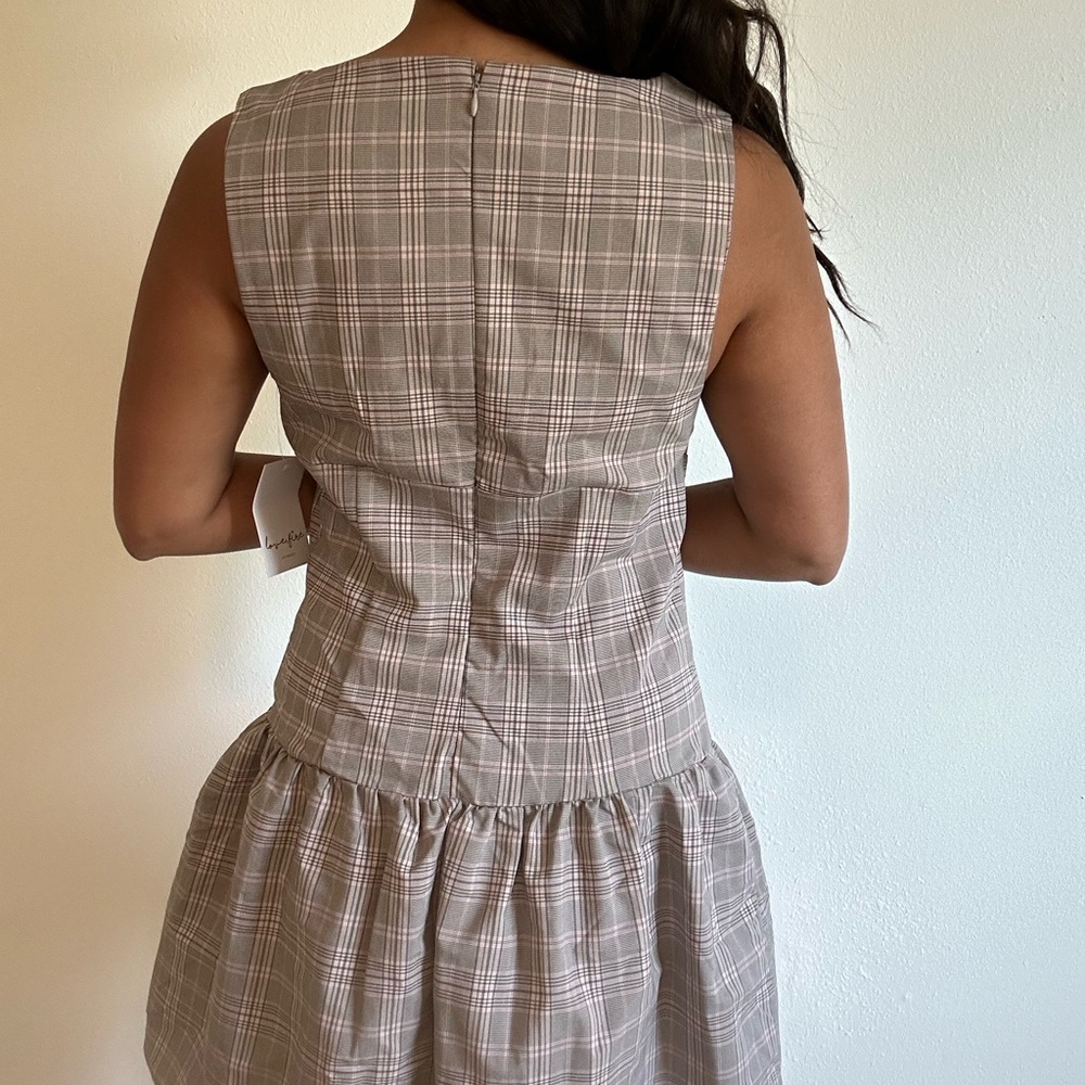 Love, Fire Pink and Gray Plaid Dress - Picture 2 of 4